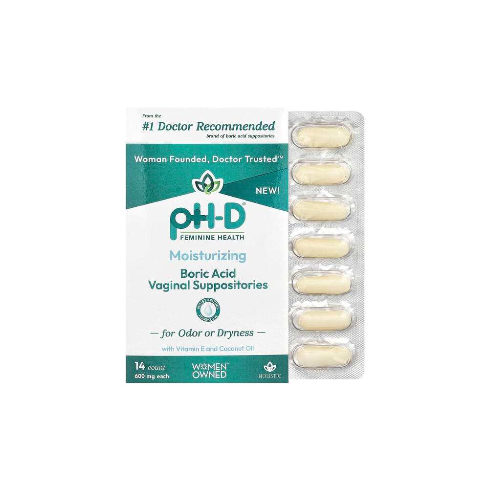 pH-D Feminine Health Boric Acid Vaginal Suppositories 600 mg, 14 count