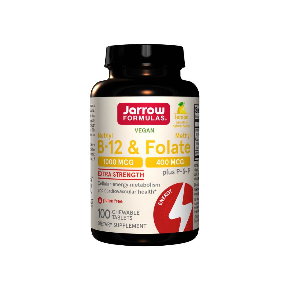 Jarrow Formulas Methyl B-12 & Methyl Folate Lemon 100 Tabs