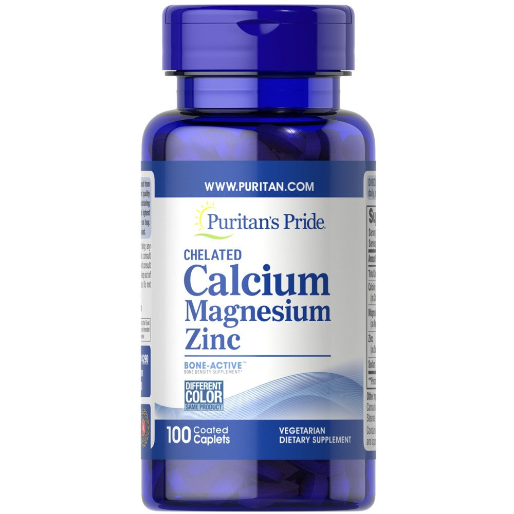 Puritan's Pride Chelated Calcium Magnesium Zinc – 100 Caplets