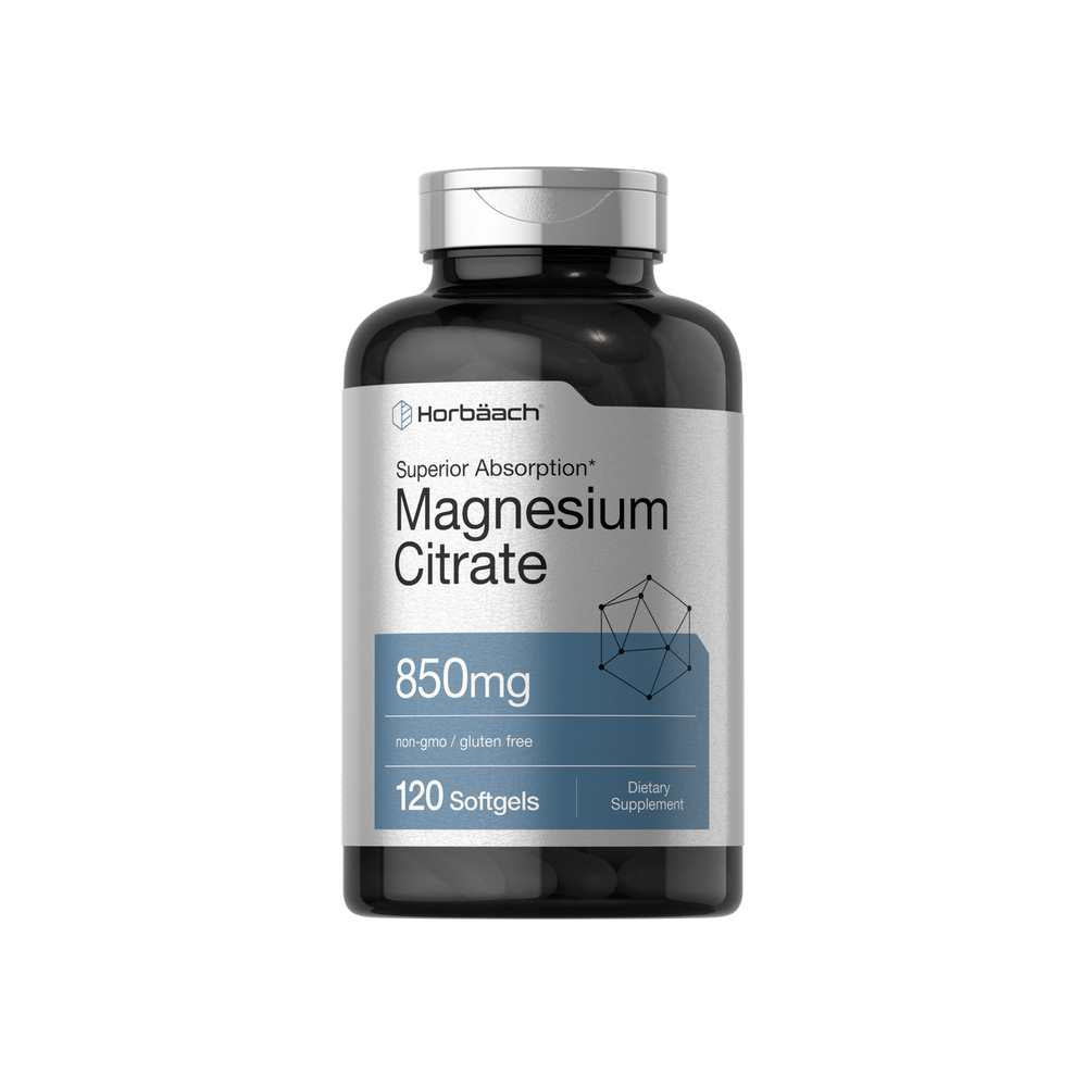 Horbäach Magnesium Citrate | 850mg | 120 Softgels