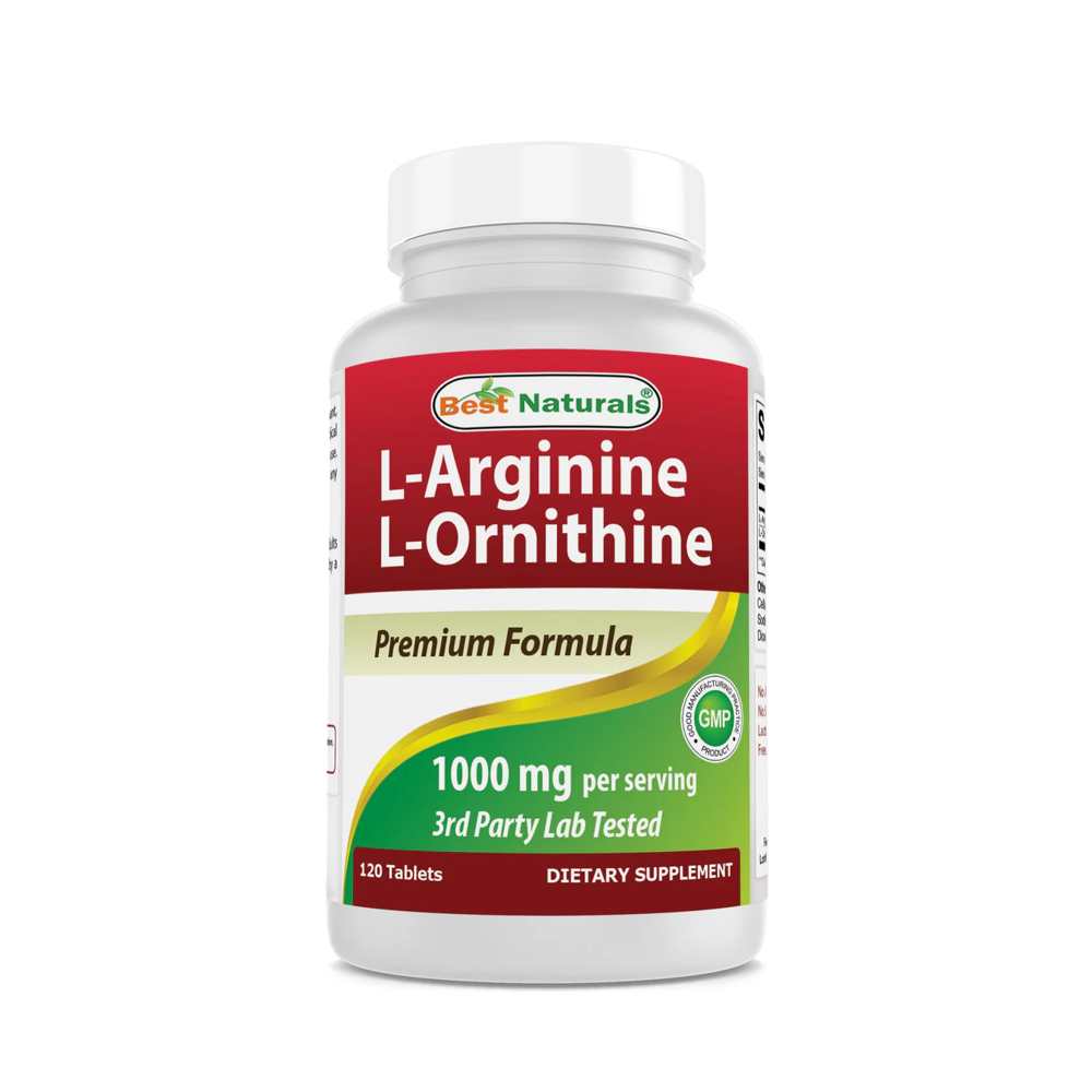 Best Naturals L-Arginine L-Ornithine - 1000mg per Serving - 120 Tablets