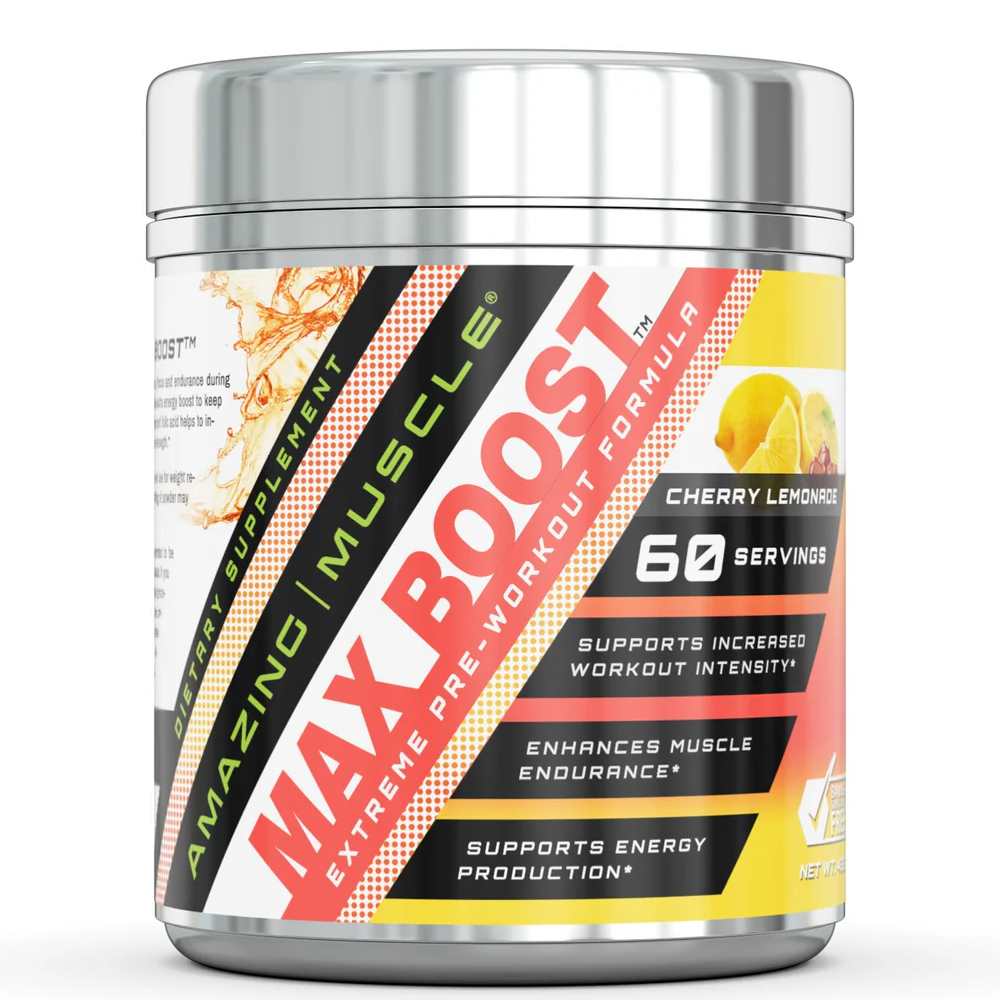 Amazing Muscle Max Boost Pre-Workout Formula Cherry Lemonade 549g