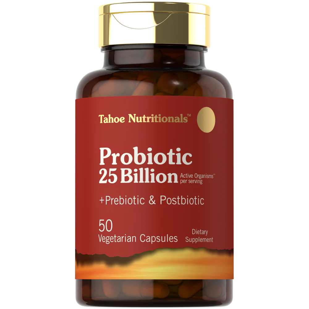 Tahoe Nutritionals Prebiotic, Probiotic & Postbiotic 25 Billion CFU per serving 50 Capsules