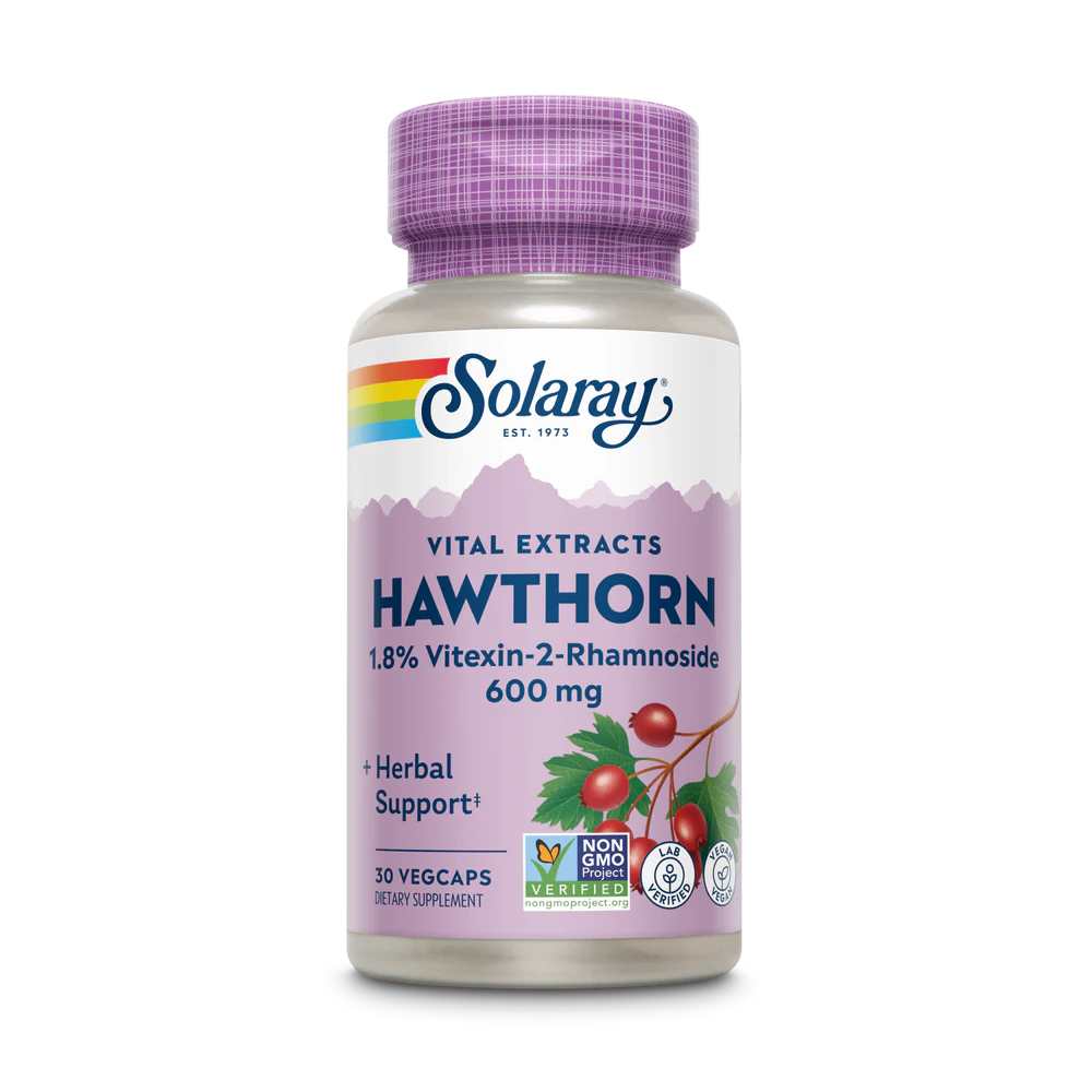 Solaray Hawthorn Aerial Ext, One Daily 600mg 30 Caps
