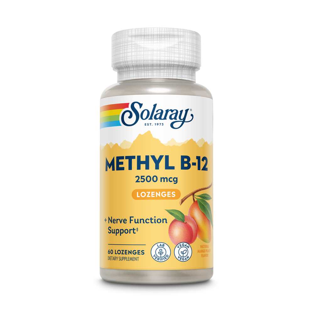 Solaray Methyl B-12, Mango Peach - 2500mcg 60 Lozenges
