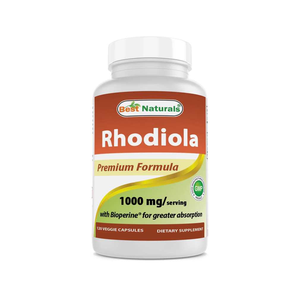 Best Naturals Rhodiola 1000 mg with 5 mg Bioperine 120 Vegetarian Capsules