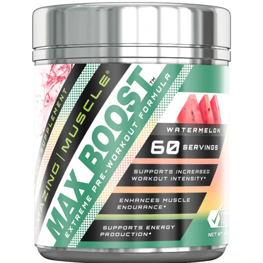 Amazing Muscle Max Boost Pre-Workout Formula | Watermelon Flavor 459g