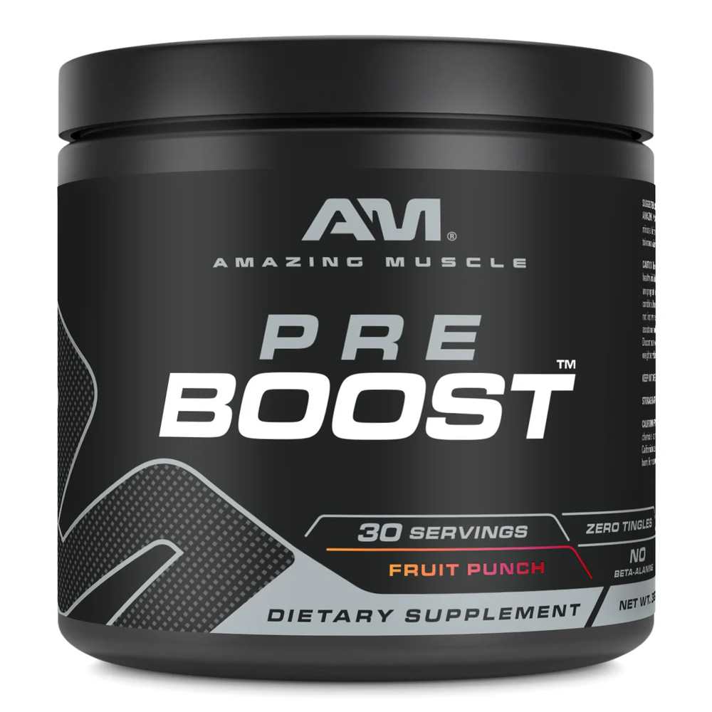 Amazing Muscle Pre Boost Pre-Workout Powder Fruit Punch Flavor 324g