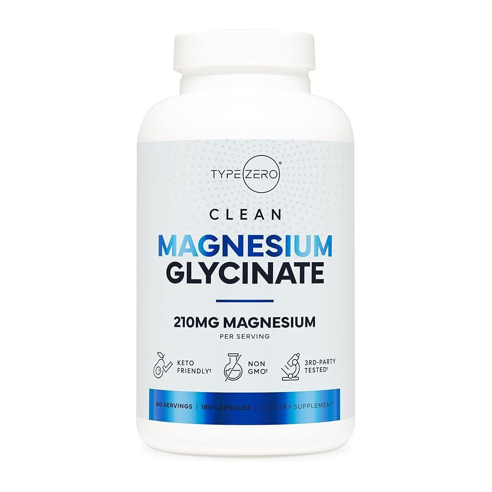 TYPE ZERO CLEAN MAGNESIUM GLYCINATE 210mg Per Serving Non-GMO Third-Party Tested
