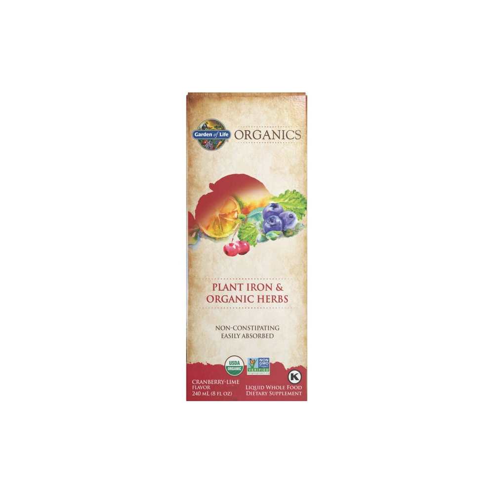 Garden of Life Organics Plant Iron & Organic Herbs Cranberry Lime 8 Fl Oz (240ml) Liquid