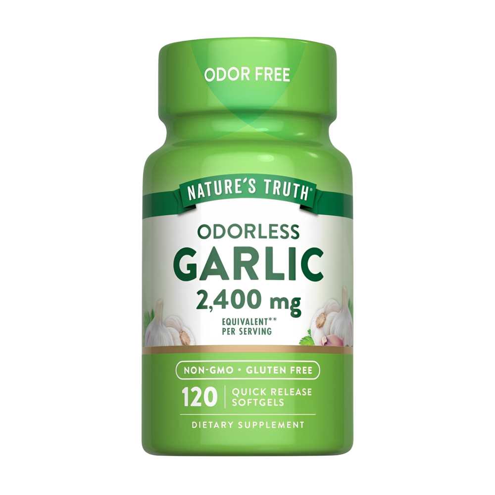 Nature's Truth Odorless Garlic 2400 Mg, Non-Gmo, Gluten-Free, 120 Quick Release Softgels – Supports Heart Health & Immune Function