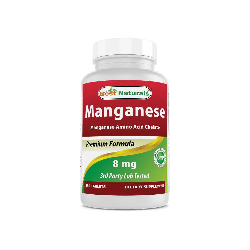 Best Naturals Manganese (Manganese Amino Acid Chelate) 8 mg- 250 Tablets