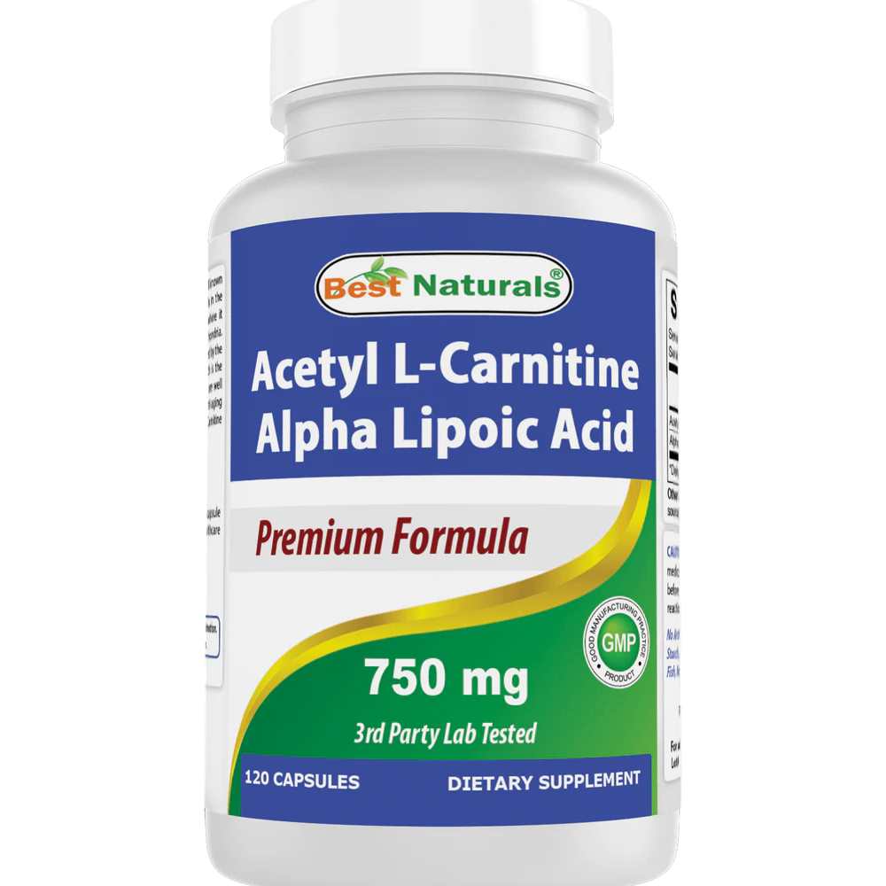 Best Naturals Acetyl L-Carnitine Alpha Lipoic Acid 750 mg 120 Capsules