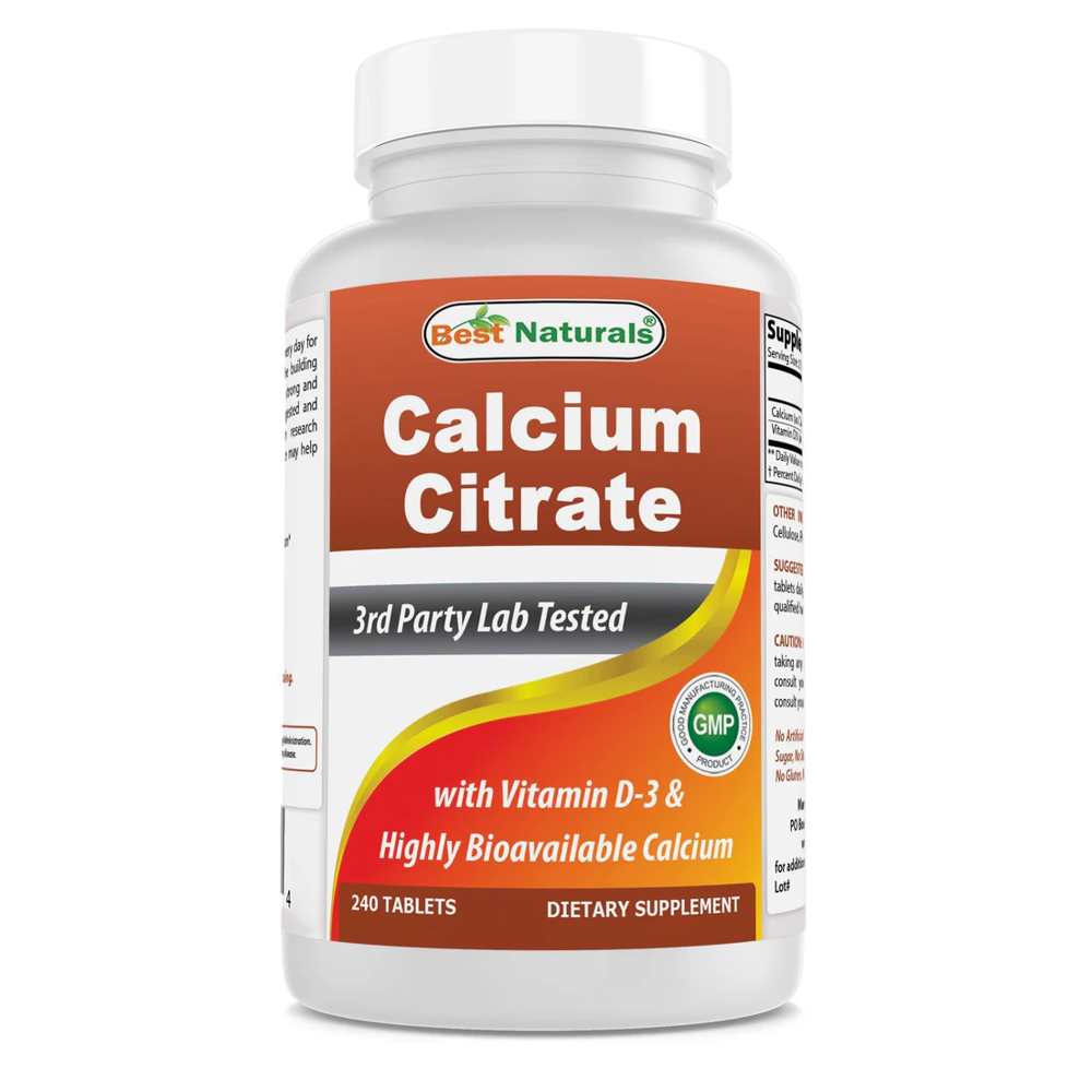 Best Naturals Calcium Citrate with Vitamin D3 240 Tablets