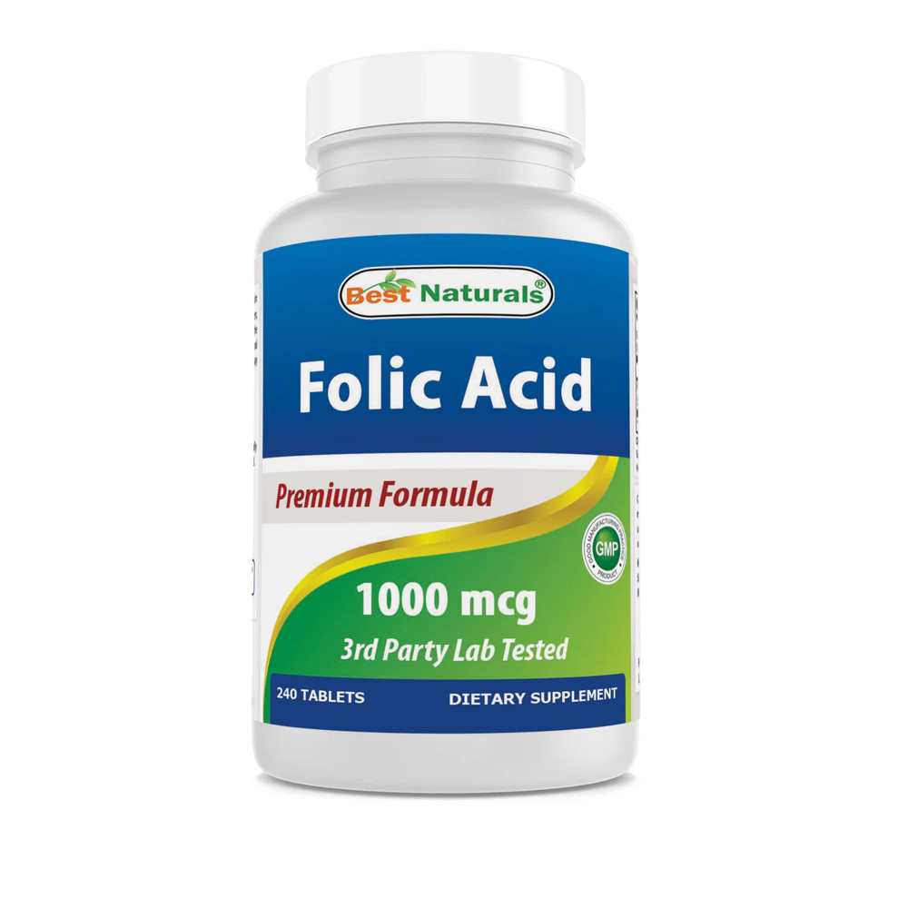 Best Naturals Folic Acid 1000 mcg (Vitamin B9), 240 Tablets