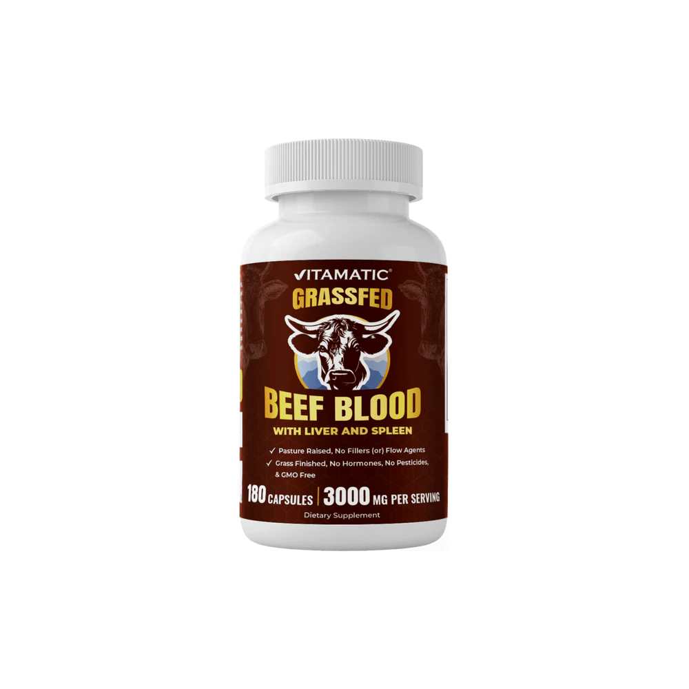Vitamatic Grass Fed Beef Blood with Liver and Spleen - 180 Capsules