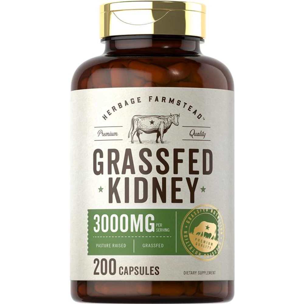 Herbage Farmstead Grass Fed Beef Kidney 3000mg per serving | 200 Capsules