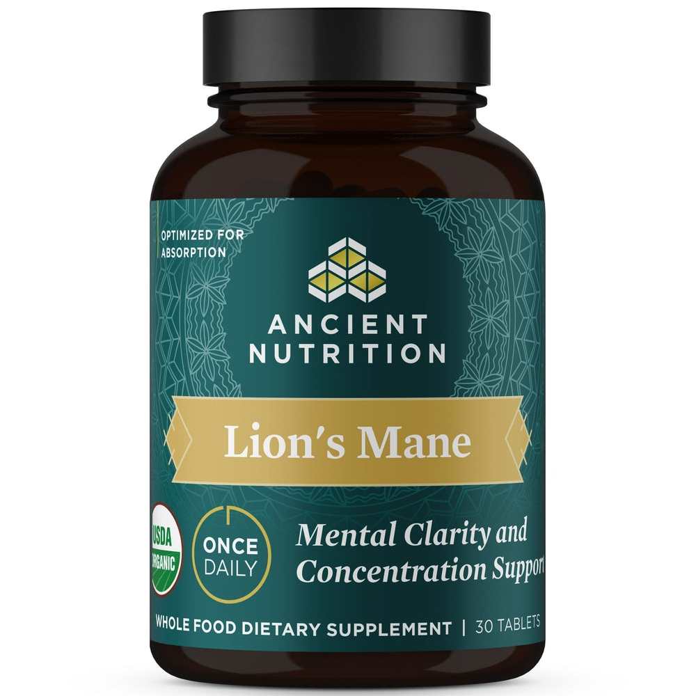 Ancient Nutrition Lion's Mane Mental Clarity and Concentration 30 Tabs