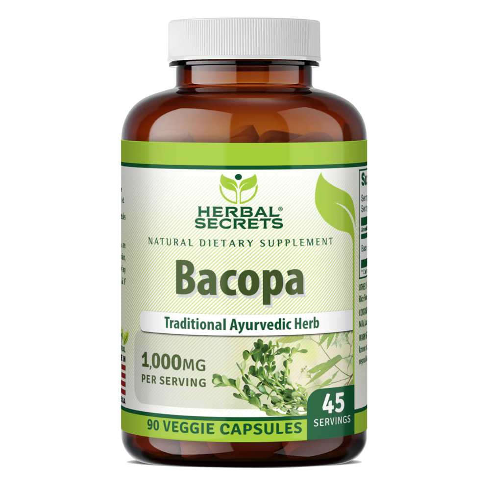 Herbal Secrets Bacopa (ayurvedic Herb) 1000 Mg per Serving 90 Veggie Capsules