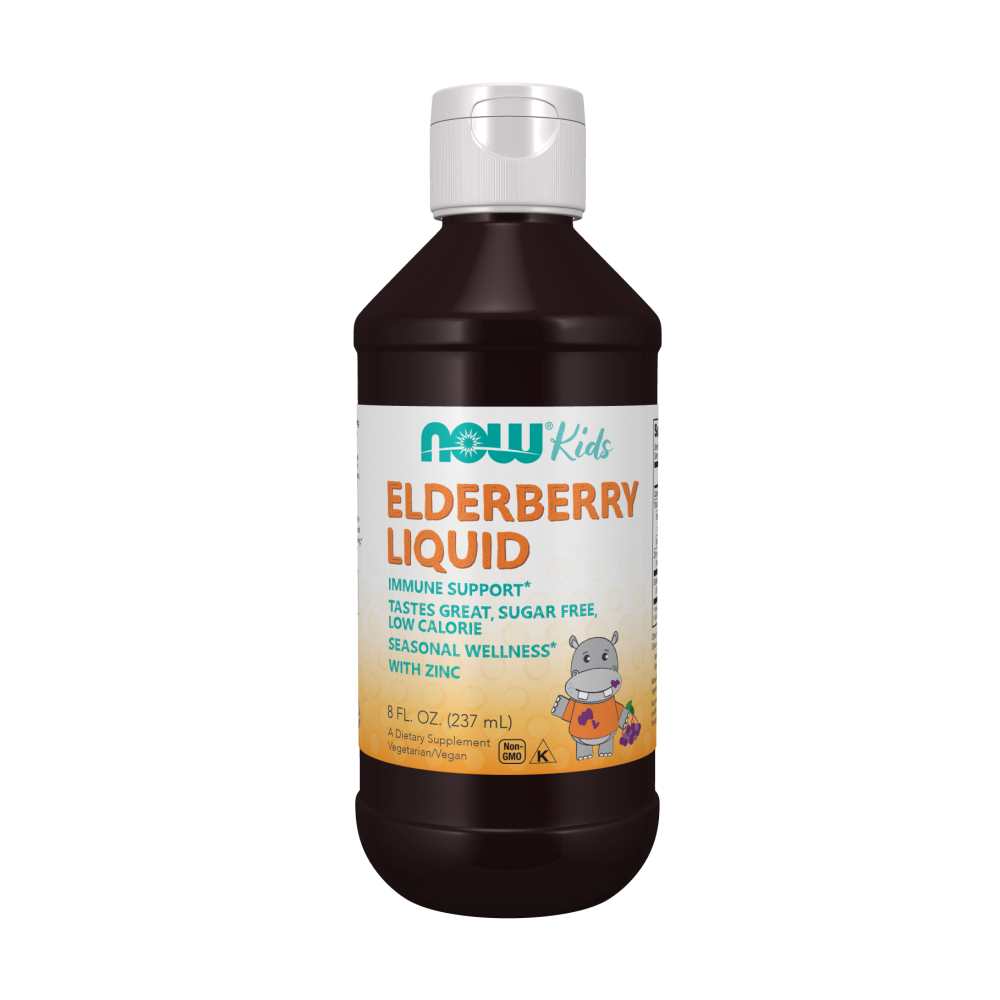 Now Foods Elderberry Liquid for Kids – Immune Support with Zinc – Sugar-Free, Low-Calorie Formula – 8 Fl Oz 237ML