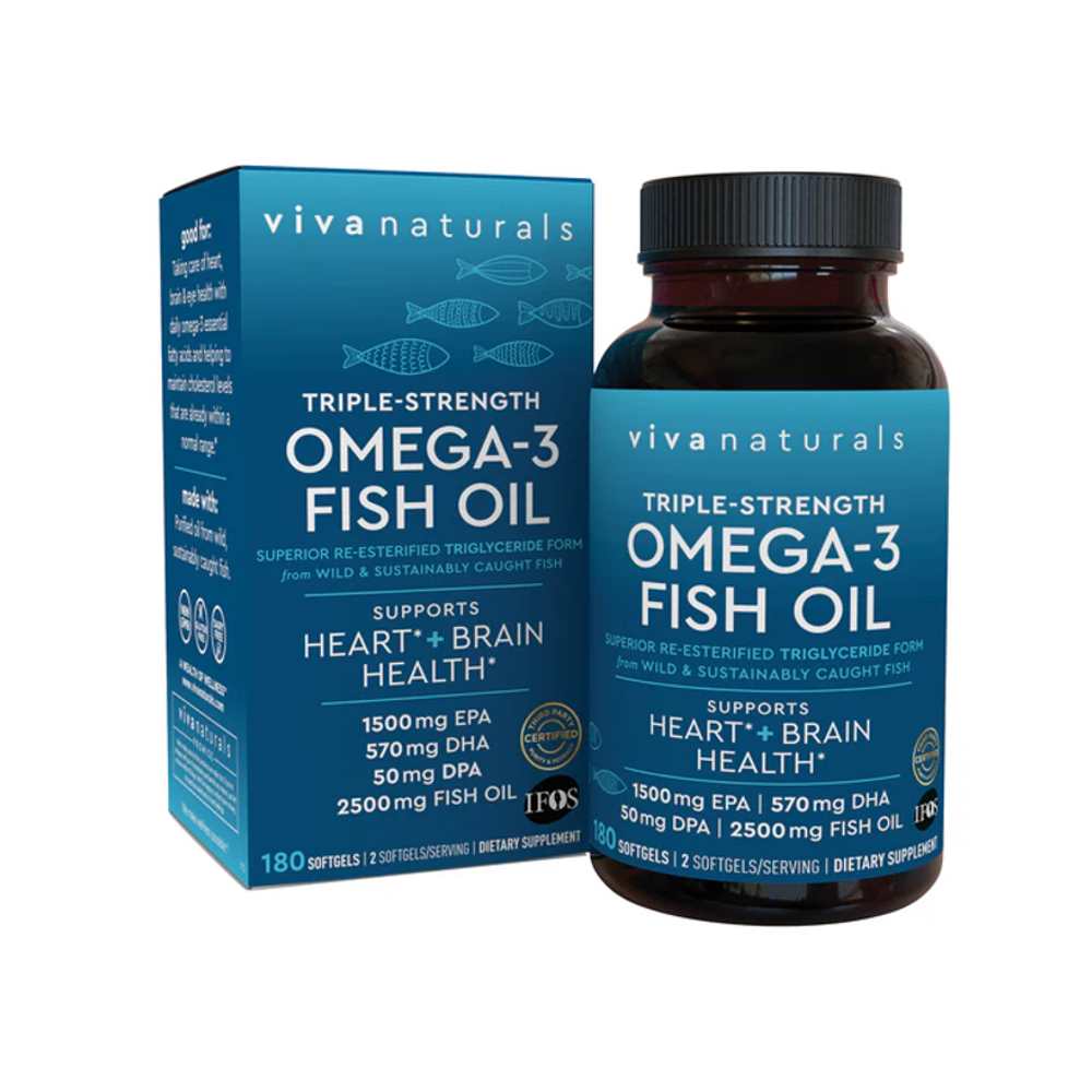 Viva Naturals omega 3 fish oil triple strength 180 softgels