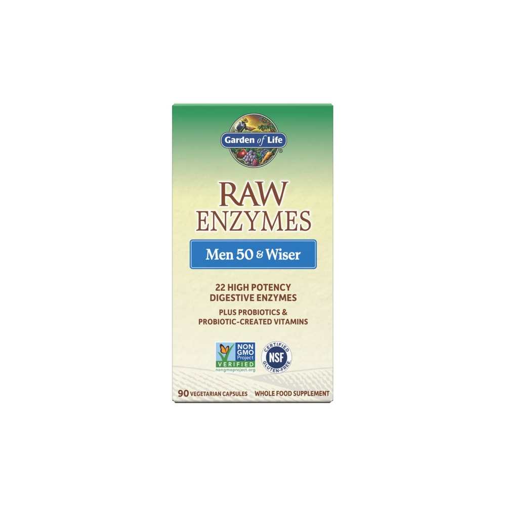 Garden of Life Raw Enzymes Men 50 & Wiser Digestive Health 90 Capsules