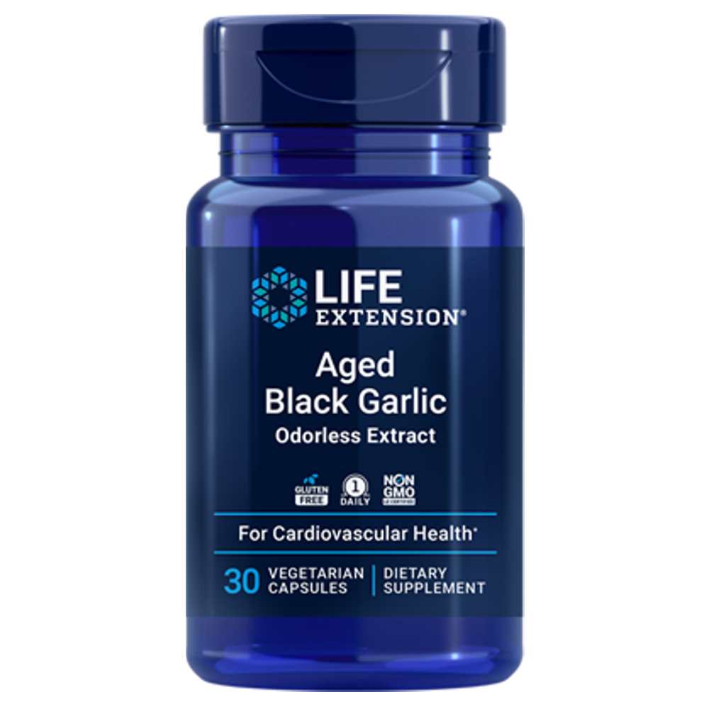 Life Extension Aged Black Garlic Odorless Extract – 30 Vegetarian Capsules