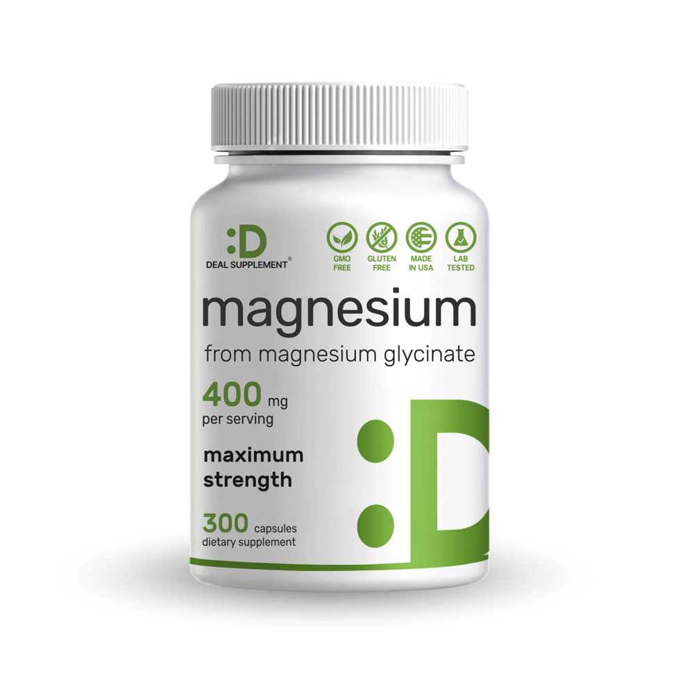 Deal Supplement Magnesium Glycinate 400mg, 300 Capsule