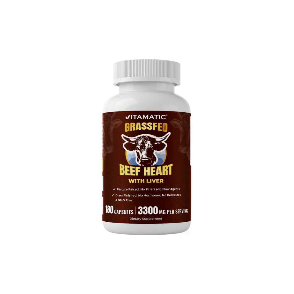 Vitamatic Grass Fed Beef Heart with Liver - 180 Capsules