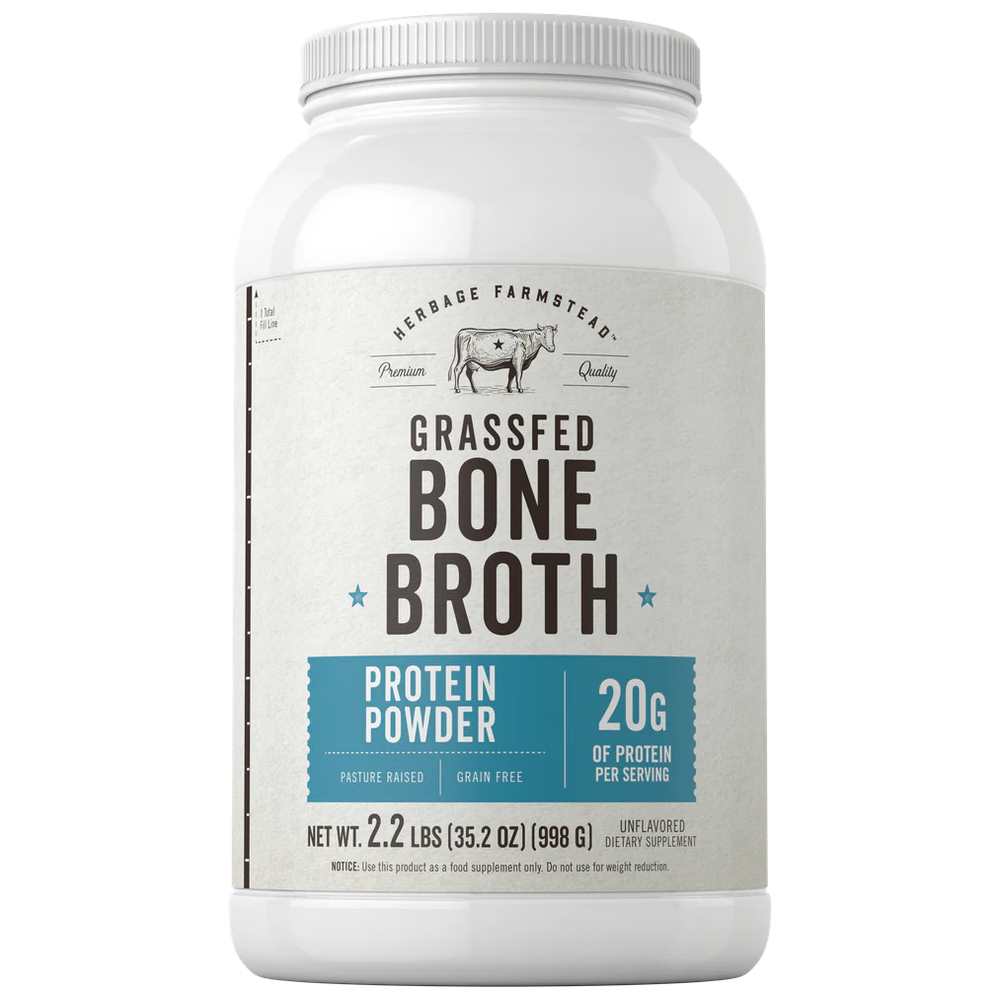 Herbage Farmstead Grass Fed Bone Broth Protein Powder | 35.2oz Powder