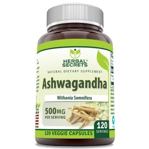 Herbal Secrets Ashwagandha 500 Mg 120 Veggie Capsules