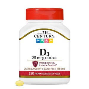 21st Century Vitamin D3 25 Mcg (1000 Iu) 250 Softgels