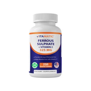 Vitamatic Ferrous Sulphate 325mg Vitamin C 100mg - 250 Coated Tablets