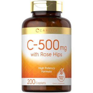 Carlyle Nutritionals Vitamin C 500mg per serving with Rose Hips | 200 Tablets