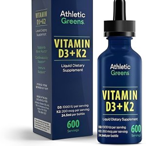 Athletic Greens Vitamin D3 + K2 – Liquid Dietary Supplement – 24.5ml