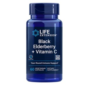 Life Extension Black Elderberry + Vitamin C – 60 Vegetarian Capsules