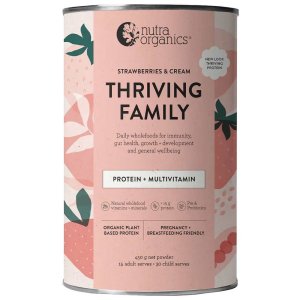 Nutra Organics Thriving Family Protein - Strawberries & Cream 450g