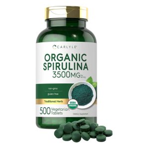 Carlyle Nutritionals Organic Spirulina 3500mg per serving | 500 Tablets