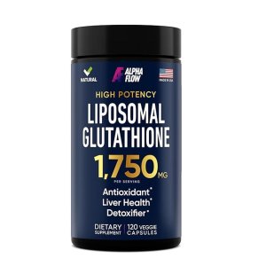 Alpha Flow Liposomal Glutathione – High Potency 1,750mg per Serving | Antioxidant, Liver Health & Detox Support Dietary Supplement | 120 Veggie Capsules | 60-Day Supply