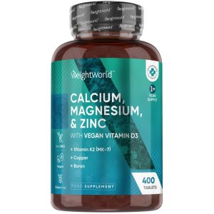 WeightWorld Calcium, Magnesium, Zinc with Vegan D3 & K2 – Bone & Joint Support