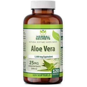 Herbal Secrets Aloe Vera 25 Mg 5000 Mg Equivalent 120 Softgels
