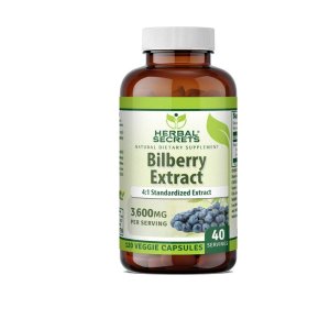 Herbal Secrets Bilberry 3600 Mg per Serving (4:1 Standardized Extract) 120 Veggie Capsules
