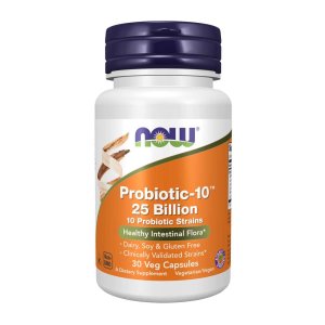 Now Foods Probiotic-10™ 25 Billion – 10 Clinically Validated Strains for Intestinal Flora Support – Veg Capsules