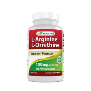 Best Naturals L-Arginine L-Ornithine - 1000mg per Serving - 120 Tablets
