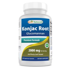 Best Naturals Konjac Root Glucomannan 2000 mg 180 Vegetarian Capsules