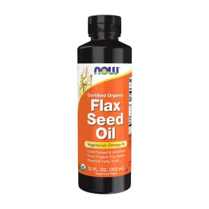 Now Foods Certified Organic Flax Seed Oil – Cold-Pressed & Unrefined Omega-3 Source – 12 Fl Oz (355 M L)