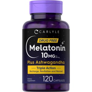Carlyle Nutritionals Melatonin 10mg per serving with Ashwagandha | 120 Capsules
