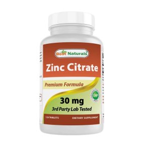 Best Naturals Zinc Citrate 30 mg - Immune Support - 120 Tablets