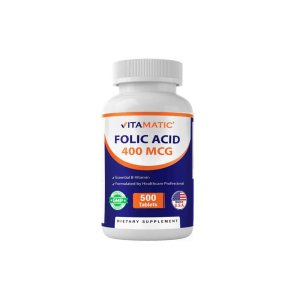 Vitamatic Folic Acid 400mcg - 500 Vegetarian Tablets