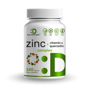 Deal Supplement Zinc Quercetin with Vitamin C, 4-1 Zinc Complex (Zinc 50mg), 240 Capsule